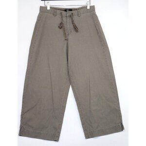 Lee Khakis Wide-Leg Drawstring Crop Pants Gray Cotton S 6M Casual Vintage
